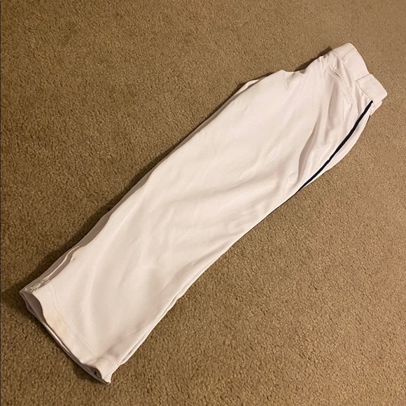 White Men's Baseball Pants with Navy Stripe - Picture 9 of 10